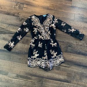 Romper: black & rose gold sequins